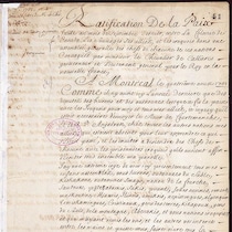 L'une des pages du traité de la Grande Paix de Montréal, ratifié en 1701 entre la France et 39 nations autochtones.