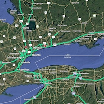 Une capture d'écran du lac Ontario et de ses environs dans Google Maps.