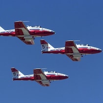 Trois Snowbirds dans le ciel.