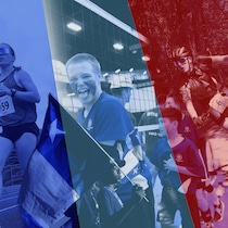 Un montage photos d'athlètes lors des Jeux de l'Acadie.