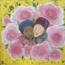 Le tableau intitulé "Cet endroit en toi, cet endroit en moi" de l'artiste-peintre Mariane Perreault.