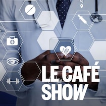 Un médecin avec un téléphone et au premier plan, des icônes de médecine comme un cœur avec des ondes, une seringue ou encore un tube à essai. Photo d'archives.