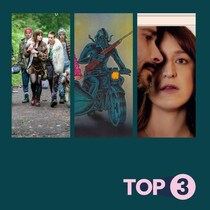 Les affiches des films L'eau chaude, l'eau frette, La déesse des mouches à feu et La femme de mon frère au-dessus de la mention Top 3.