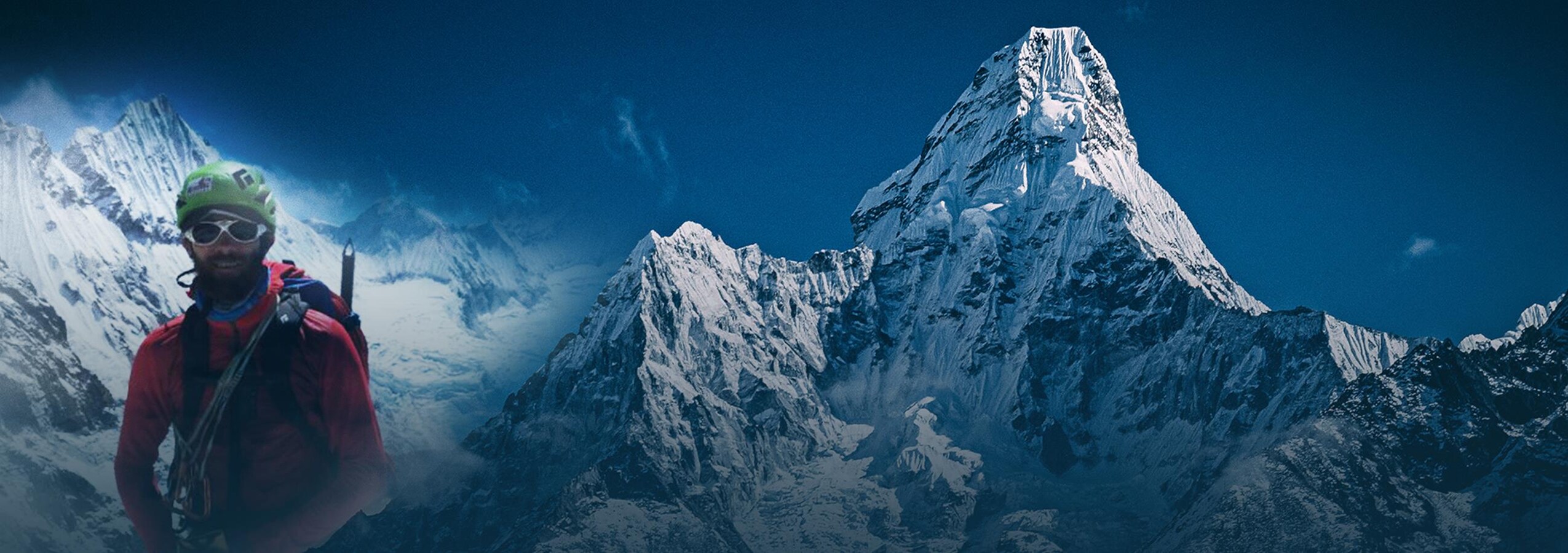 Dominic Asselin - Nettoyer les hauteurs du monde Dominic Asselin et, en arrière plan, l'Ama Dablam