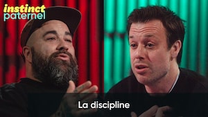 Le visuel de la vidéo d'Instinct paternel La discipline avec Jonathan Roberge et Mickaël Gouin.
