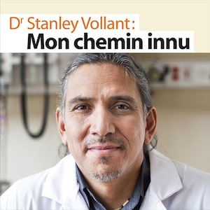 Page couverture du livre Dr Stanley Vollant : mon chemin innu. Il s'agit d'une photo du visage de Stanley Vollant.