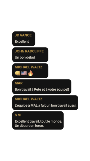 Un échange par textos entre hauts responsables américains.