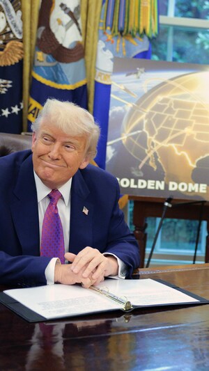 Le président Donald Trump dans le bureau ovale de la Maison-Blanche lors de la présentation de son projet de « dôme d’or », le 20 mai 2025.