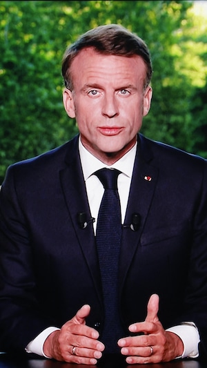 Le président français Emmanuel Macron dans une allocution à la télévision nationale.