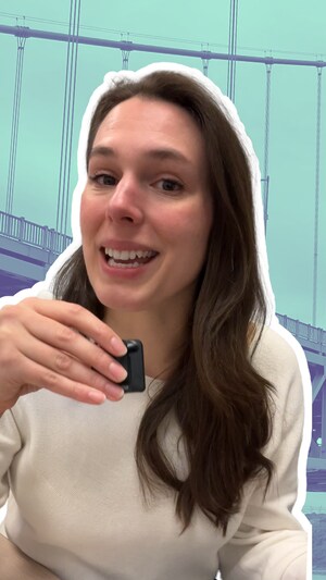 Photomontage d'une personne devant le pont Pierre-Laporte.