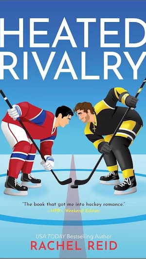 Couverture du livre Heated Rivalry et portrait de Rachel Reid.