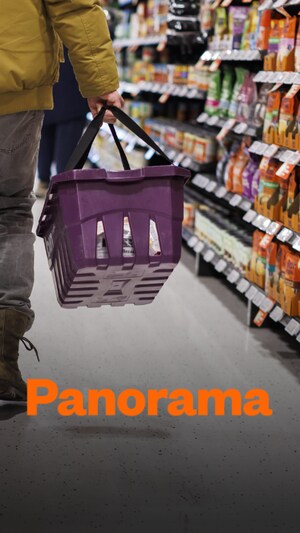Une personne qui fait son épicerie.
Le logo de l'émission radio Panorama.