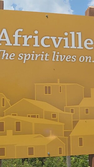 Affiche à l'entrée du quartier d'Africville.