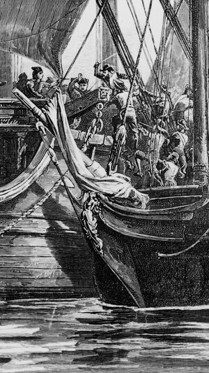 Des pirates des Caraïbes attaquent un navire.
