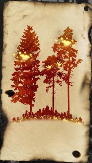 Une illustration d'arbres en feu.