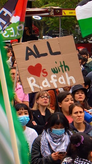 Manifestation en soutien aux Palestiniens, à Vancouver, le 28 mai 2024. 