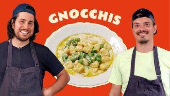 Les chefs Luca Cianciulli et Guillaume Couture et les fameux gnocchis du Moccione.