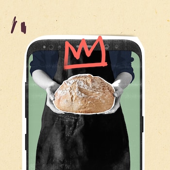 Dossier sur le pain fait maison - une paire de mains qui tient une miche de pain au levain.