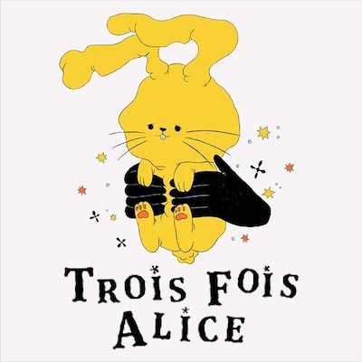 Le visuel moteur du balado Trois fois Alice.