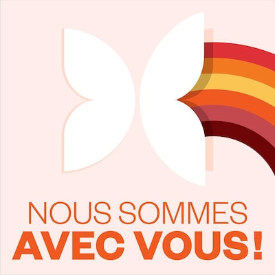 Avec le papillon de Radio-Canada, le titre Nous sommes avec vous!, une émission spéciale diffusée dans plusieurs régions.