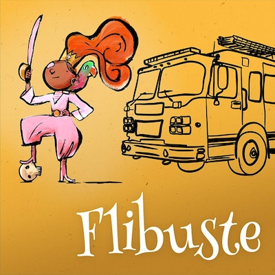 Flibuste devant un camion de pompier. 