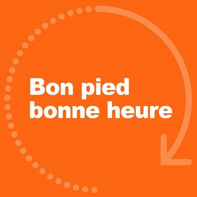 Il est inscrit en gros sur 3 lignes :
Bon pied,
Bonne
Heure!