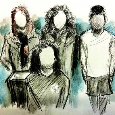 Des silhouettes de 5 jeunes personnes.