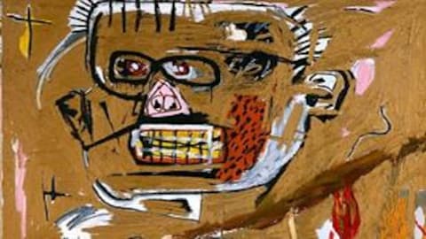 Une toile de Jean-Michel Basquiat qui représente un visage.