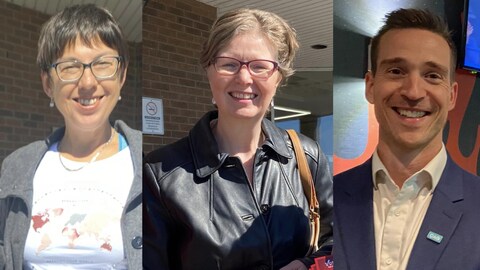 华裔聚集的La Pinière选区选情胶着，三位候选人，从左至右，保守党塔雷娜·布拉科娃（Tzarevna Bratkova)、自由党候选人琳达·卡容（Linda Caron），以及未来联盟的候选人桑谬.格涅尔（Samuel Garnie) 呼吁华裔社区投票。