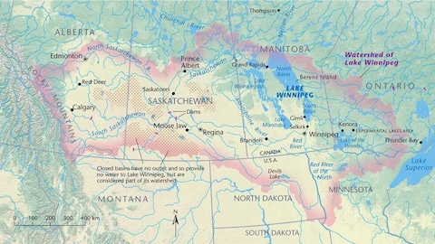 La cuenca del lago Winnipeg.