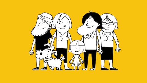 Illustration de la famille de Bébéatrice, personnage de bande dessinée.