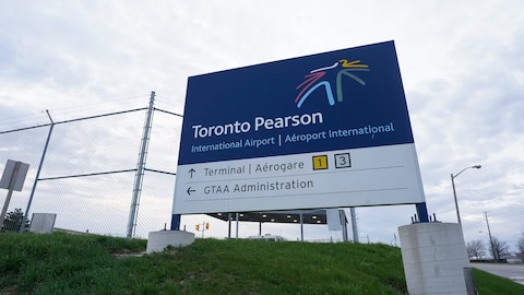 A Toronto Pearson International Airport sign.