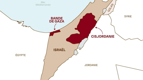 Mapa de Israel, Palestina y los estados fronterizos.