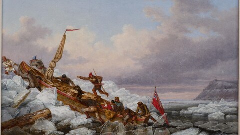 لوحة ’’عبور نهر سانت لورانس مع البريد الملكي في كيبيك‘‘