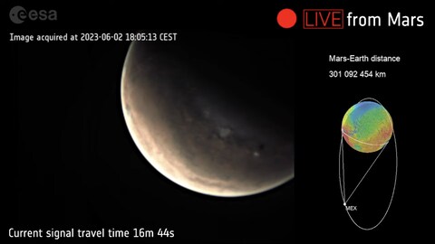 Image en direct en provenance de la planète Mars tirée de la diffusion sur YouTube.