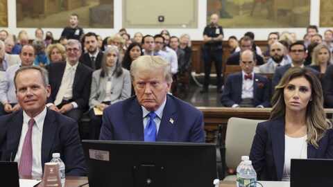 Former President Donald Trump sits in the courtroom at New York Supreme Court, Monday, Oct. 2, 2023, in New York. Trump is making a rare, voluntary trip to court in New York for the start of a civil trial in a lawsuit that already has resulted in a judge ruling that he committed fraud in his business dealings. (Brendan McDermid/Pool Photo via AP)