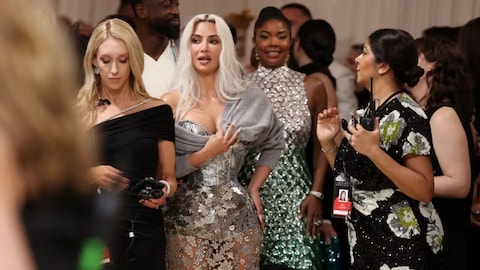 Kim Kardashian, one of the targets of the 'blockout' movement to block celebrities who have not spoke up on the war in Gaza, poses at the Met Gala in New York City on May 6. 
