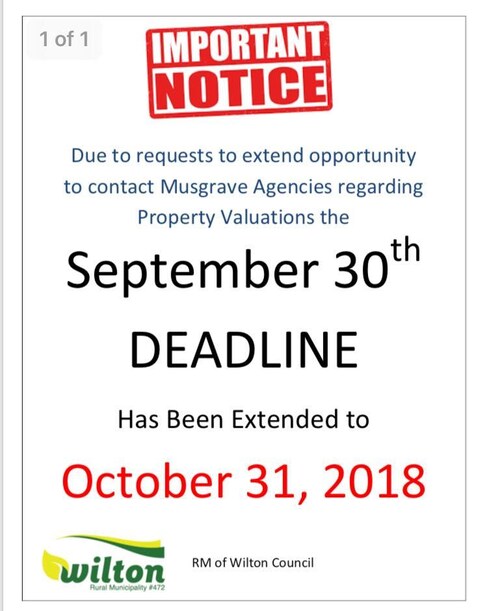L'avis décrit le nouveau délai qui est passé du 30 septembre au 31 octobre pour les résidents de Lone Rock qui souhaitent faire l'évaluation de leur propriété avec Musgrave Agencies. L'avis décrit le nouveau délai qui est passé du 30 septembre au 31 octobre pour les résidents de Lone Rock qui souhaitent faire l'évaluation de leur propriété avec Musgrave Agencies.