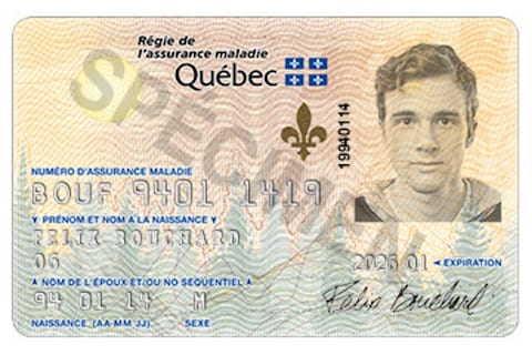 Exemple de la nouvelle carte de la RAMQ. Exemple de la nouvelle carte de la RAMQ.