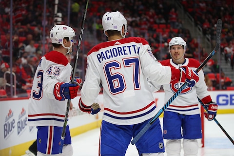 Max Pacioretty célèbre le but de Brendan Gallagher. Max Pacioretty célèbre le but de Brendan Gallagher.