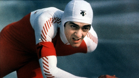 Gaétan Boucher lors des Jeux olympiques de Sarajevo en 1984