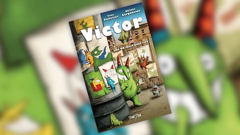 Victor, une bande dessinée réalisée à l'occasion du 35e anniversaire de Juste pour rire. On aperçoit, sur la couverture, un petit diablotin vert dans les ruelles de Montréal.