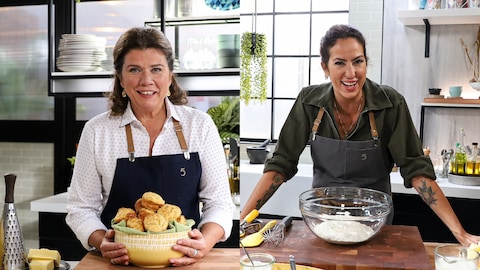Marina Orsini et Kimberly Lallouz dans la cuisine de 5 chefs dans ma cuisine.