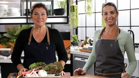 Photo de Marina Orsini et Émilie Rizzetto dans la cuisine de 5 chefs dans ma cuisine.