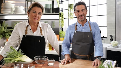 Photo de Marina Orsini et Pasquale Vari dans la cuisine de 5 chefs dans ma cuisine.