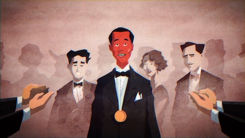 Illustration de Raymond Gray Lewis avec une médaille olympique.