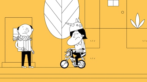 PapaGuy sur un vélo.