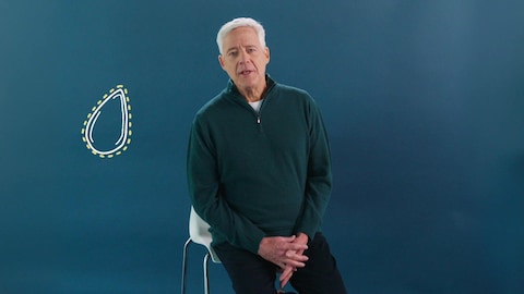 Radio-Canada Charles Tisseyre sur un tabouret à côté d'une illustration d'une goutte d'eau.