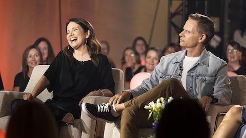 France Beaudoin et François Morency sur le plateau de Bonsoir bonsoir.