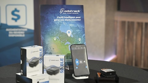 Les produits Odotrack sur un présentoir. 
